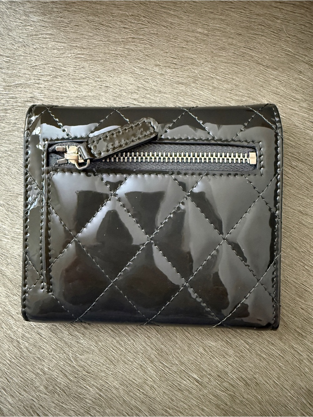 Chanel Quilted Patent Leather Compact Wallet - Grey - Picture 2 of 6